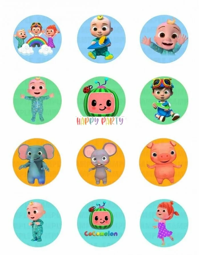 COCOMELON Edible Cupcake Toppers 4cm UNCUT Images