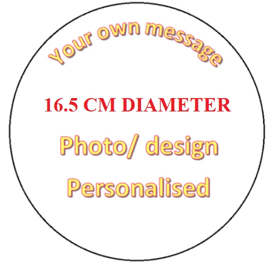 Your Own Photo Design Personalised Edible ROUND Cake Topper 16.5CM Image