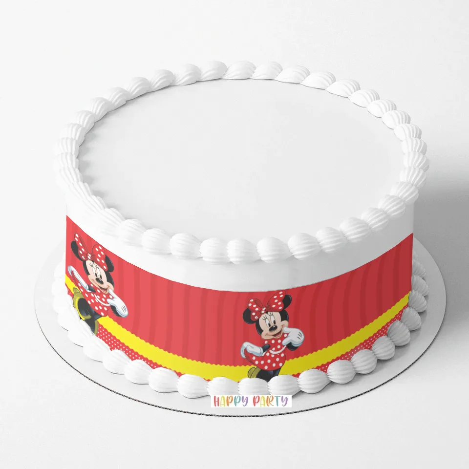 Minnie Mouse Design CAKE WRAP Around The Cake Images Topper