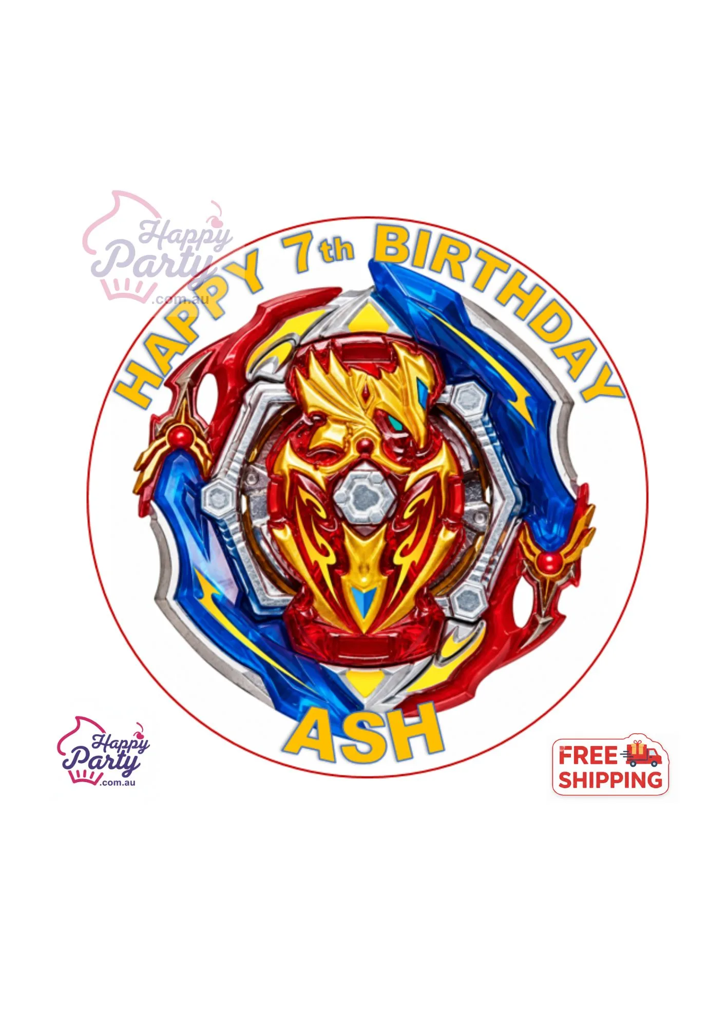 Beyblade Personalized Edible Birthday Cake Topper Decoration Round Image