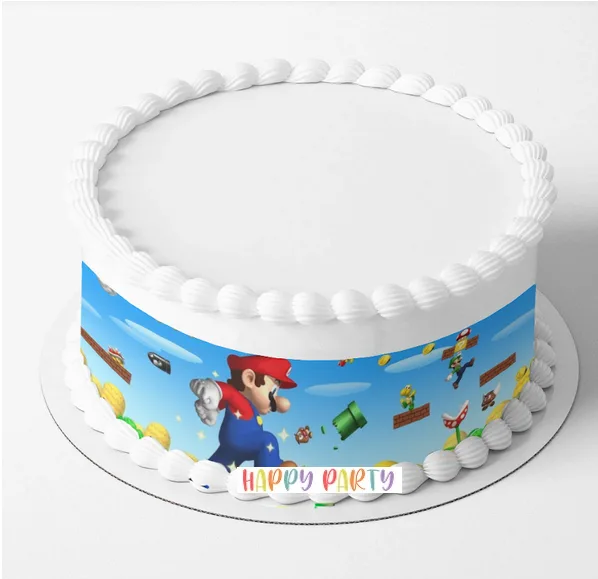 MARIO Design CAKE WRAP Around The Cake Images Topper
