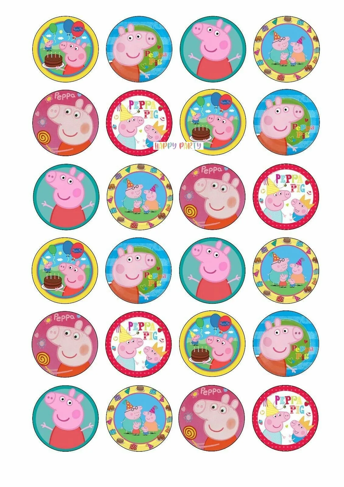 PEPPA PIG Cupcake Toppers 4cm UNCUT Image Cake Decoration