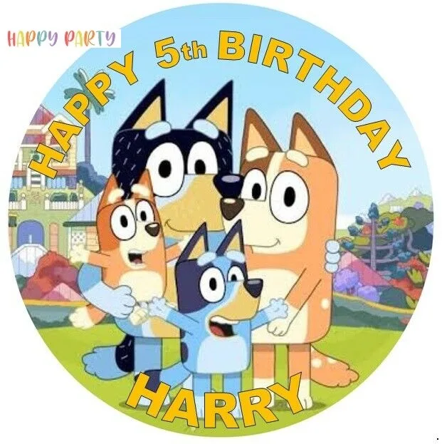 BLUEY DOGS Personalised Edible Cake Topper Decoration Images