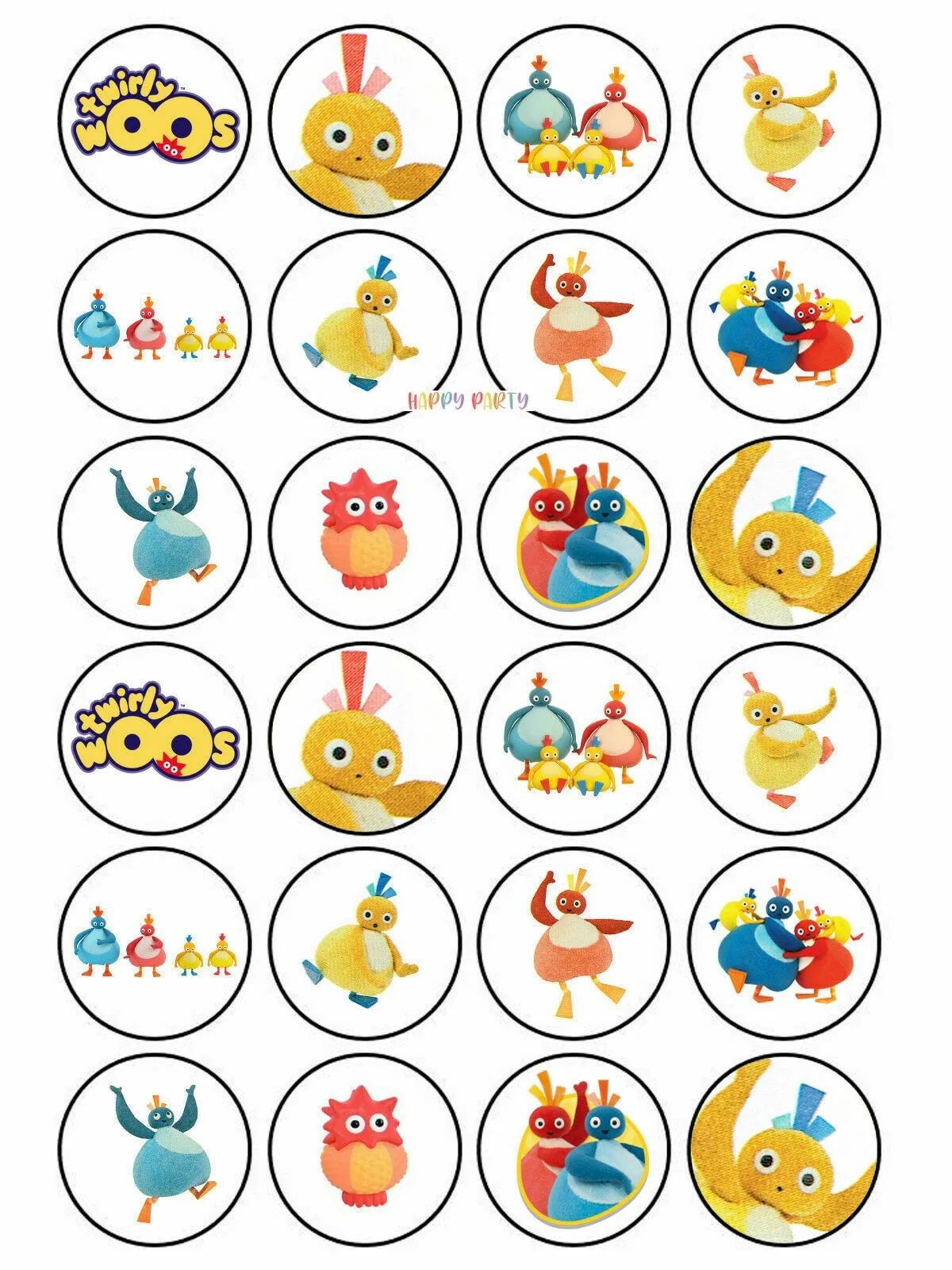 TWIRLYWOOS Edible Cupcake Toppers 4cm UNCUT Image