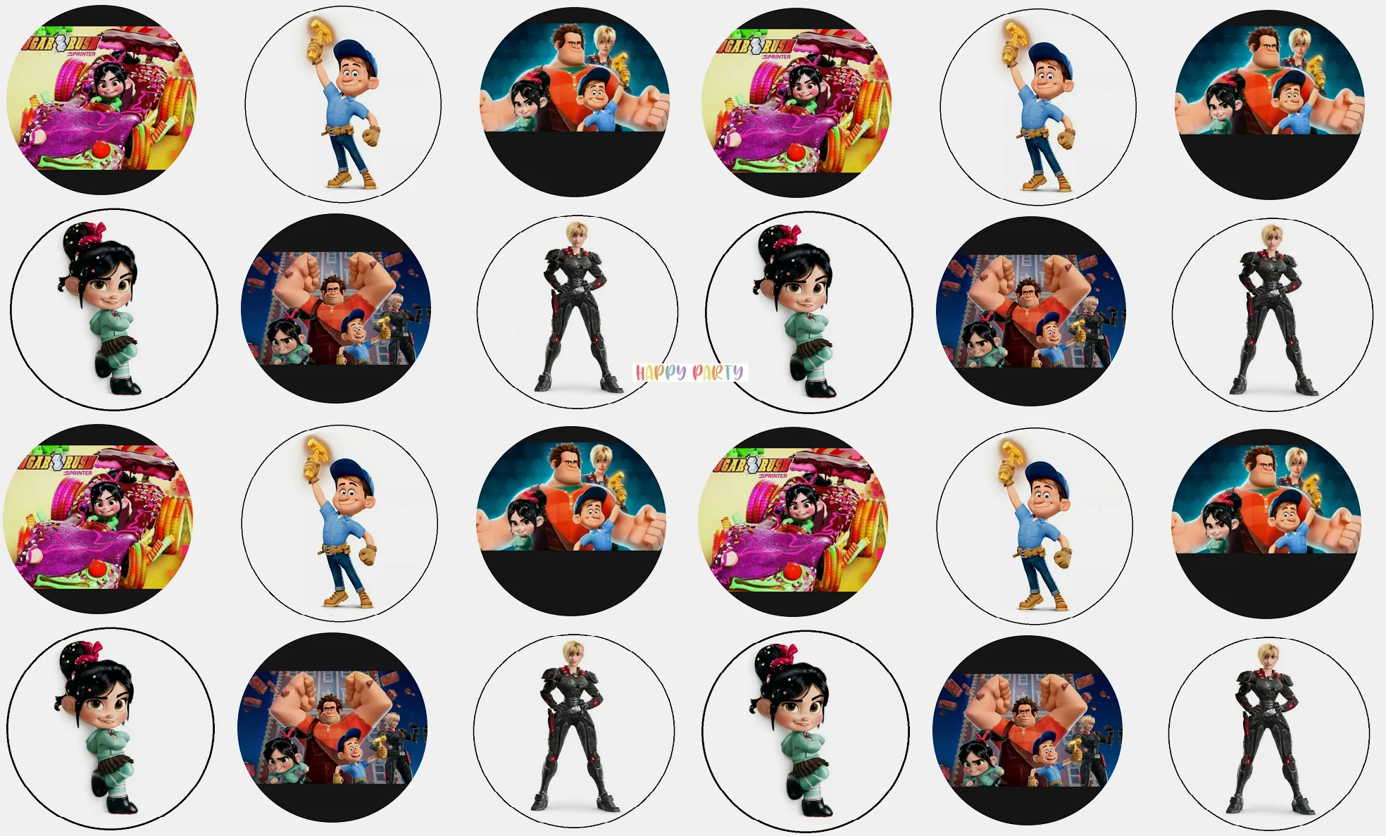 WRECK IT RALPH Edible Cupcake Toppers 4cm UNCUT Image