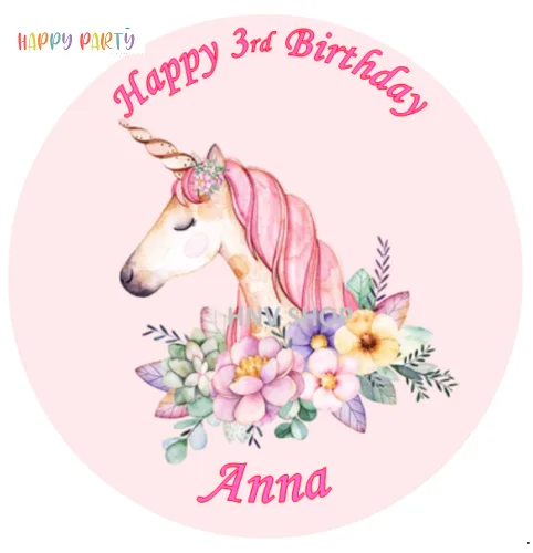 Unicorn Personalised Edible Cake Topper Decoration Images