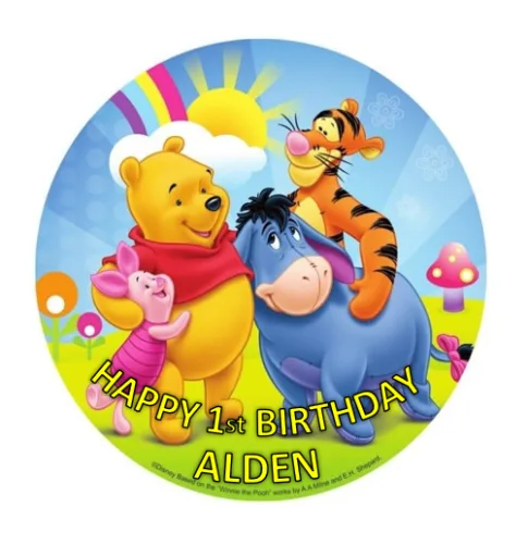 Winnie The Pooh Personalised Edible Cake Topper Decoration Images