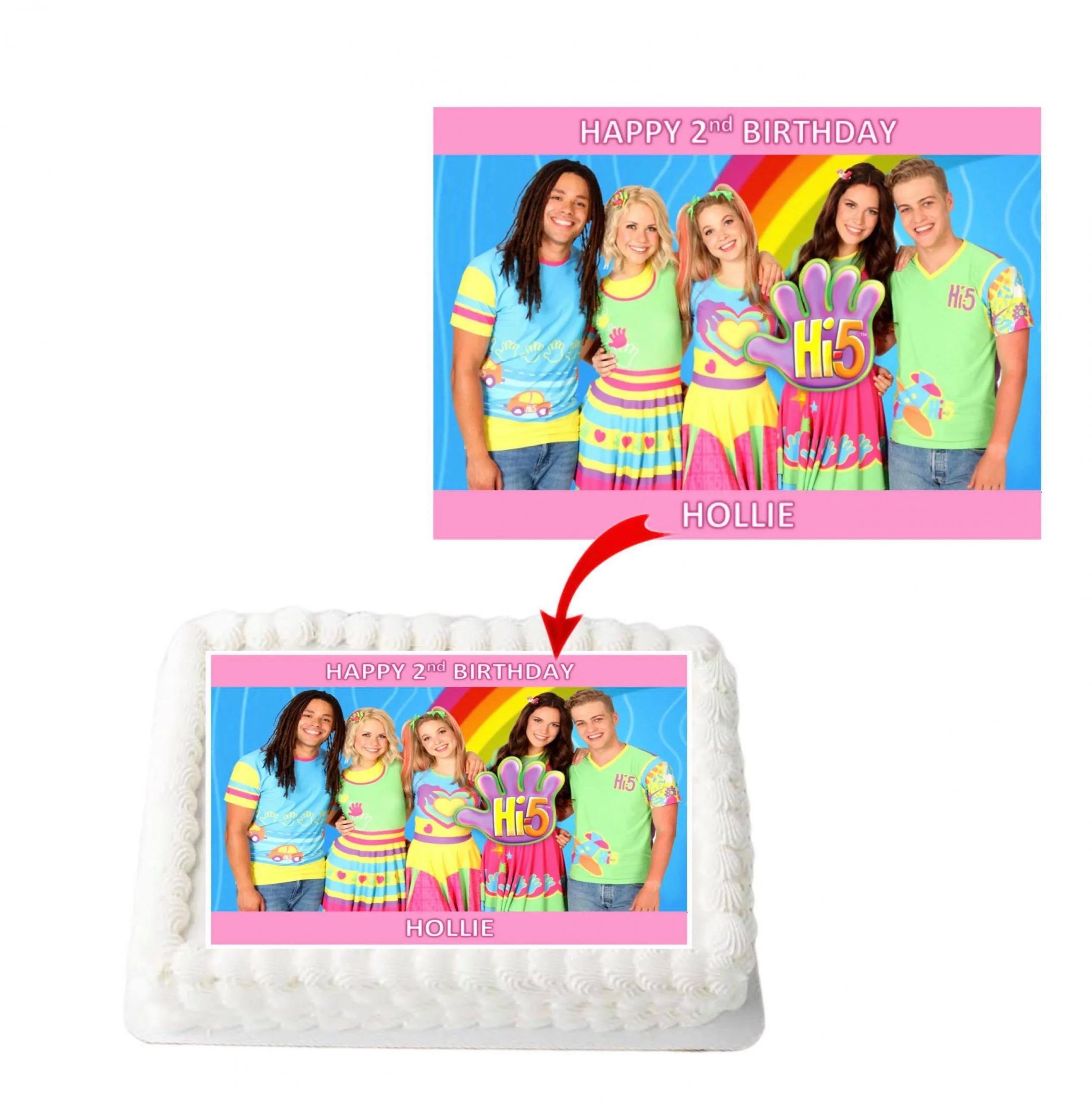Hi5 Personalized Edible A4 Rectangle Size Birthday Cake Topper Decoration Images