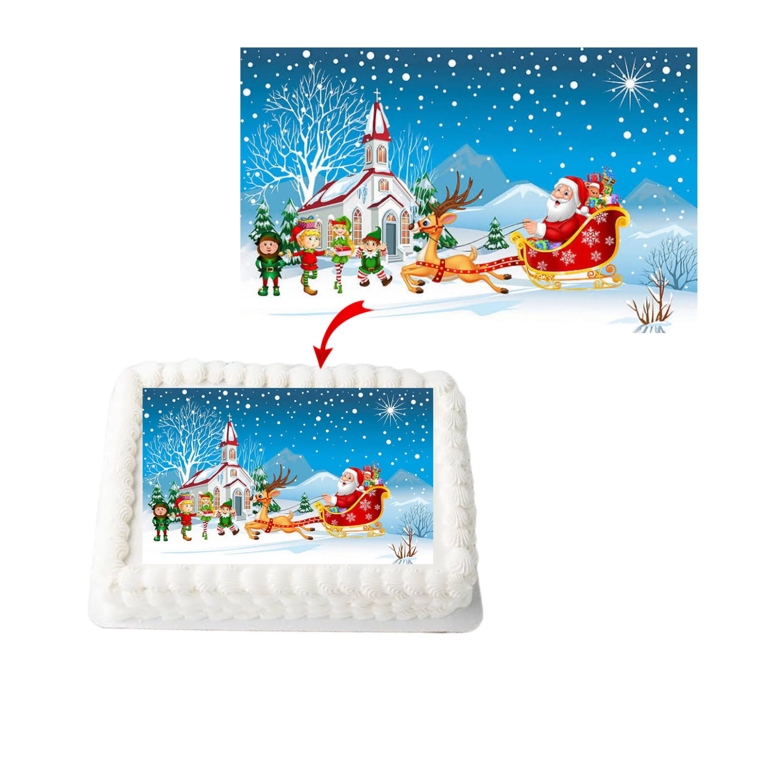 Christmas A4 Rectangle Birthday Cake Topper Decoration Images