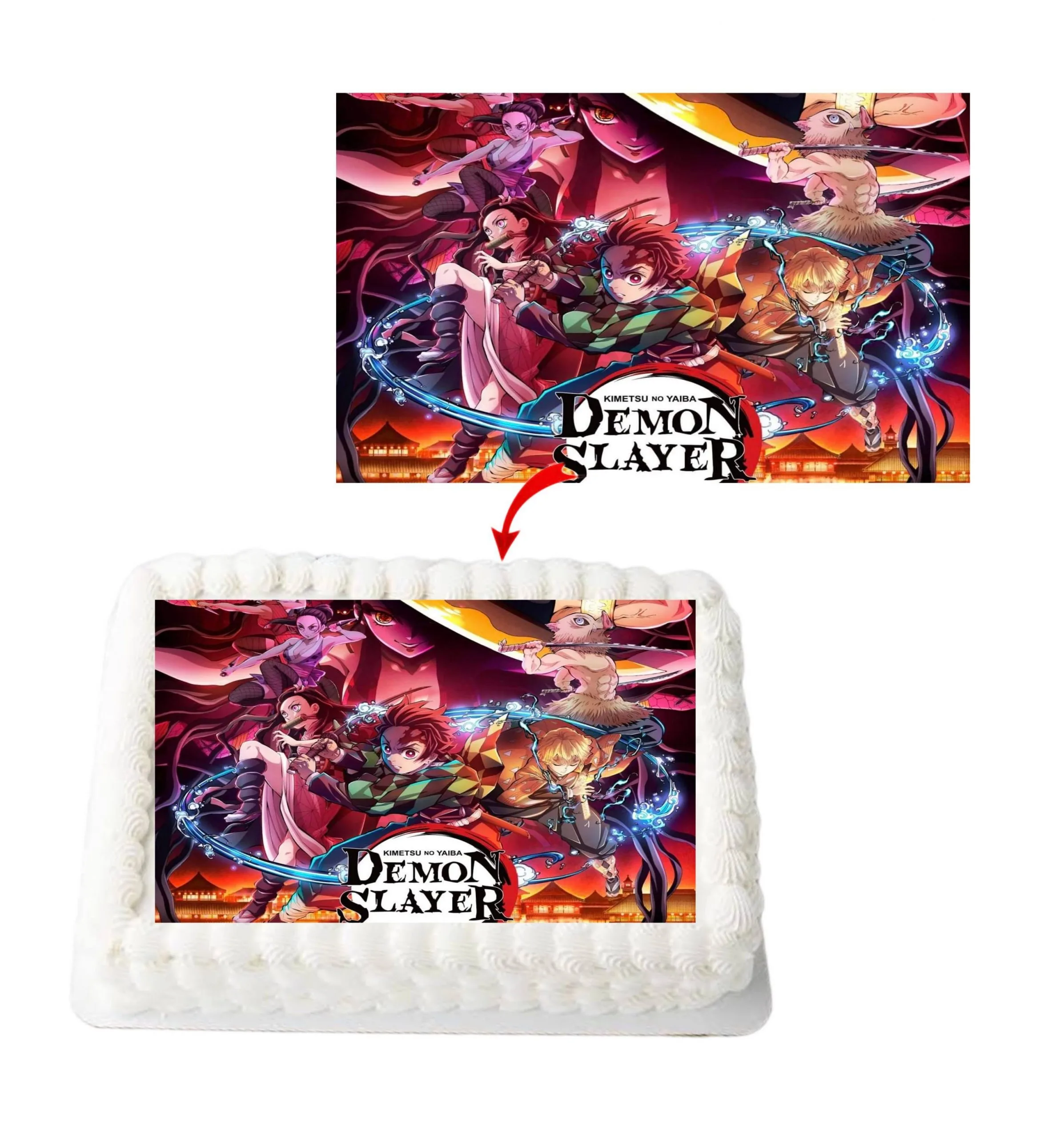 Demon Slayer A4 Rectangle Birthday Cake Topper Decoration Images