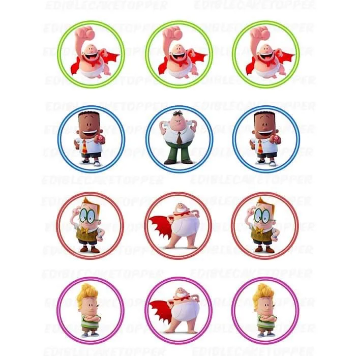 Underpants Captain Edible Cupcake Topper 4cm Round Uncut Images Decoration