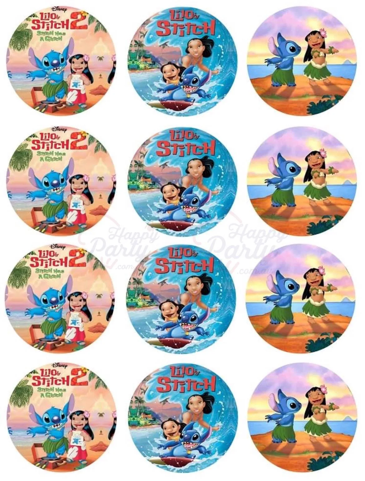 Lilo and Stitch Edible Cupcake Topper 4cm Round Uncut Images Decoration