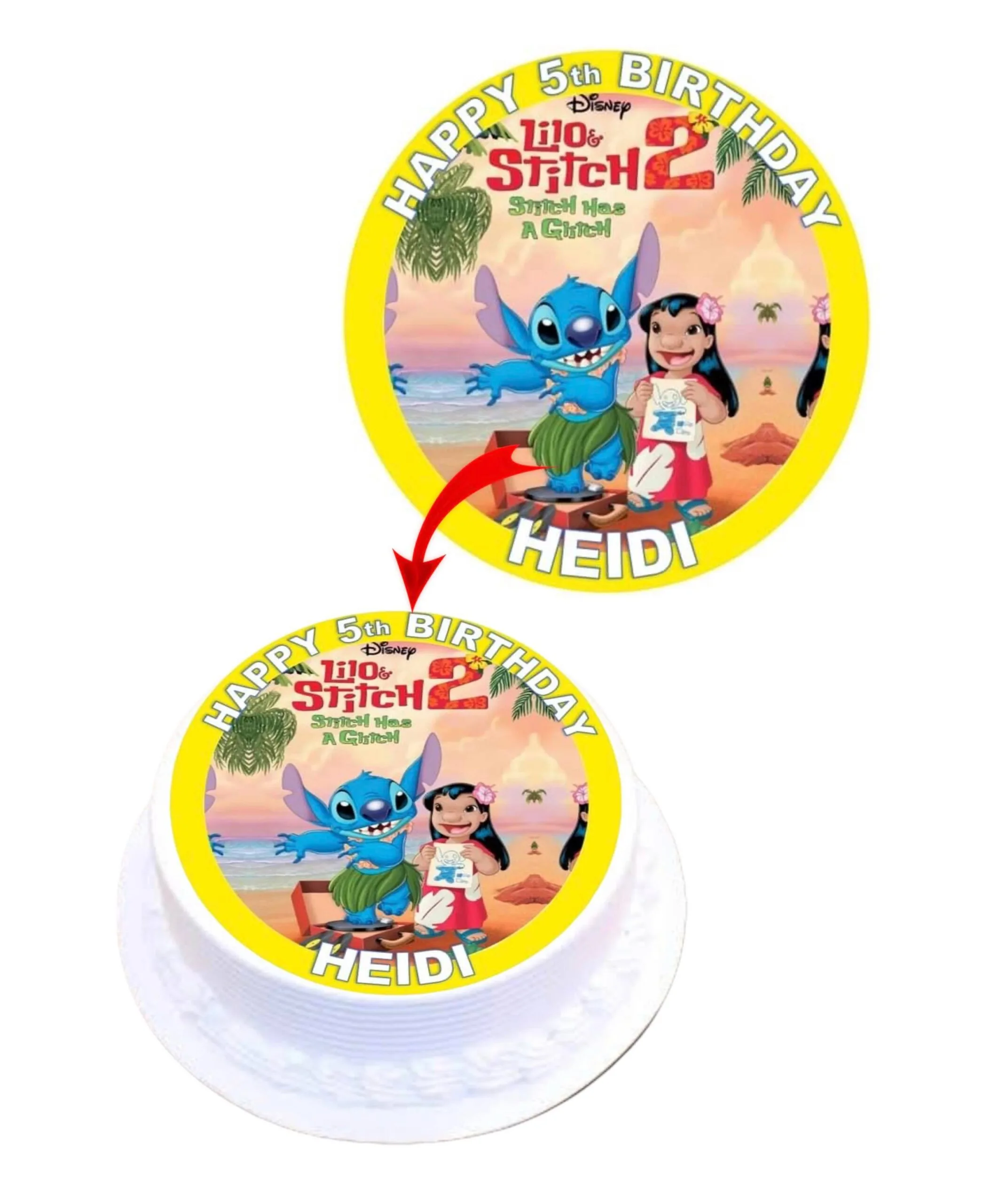 Lilo and Stitch 2 BIRTHDAY Personalised EdibleCake Topper Images