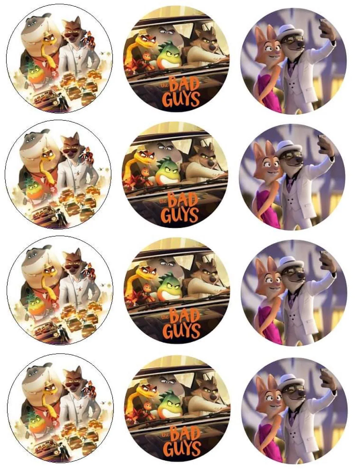 The Bad Guy Edible Cupcake Topper 4cm Round Uncut Images Decoration